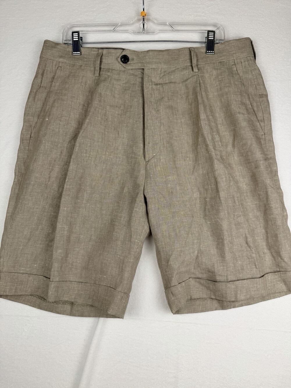 Todd Snyder Linen Shorts Men’s 34 Tan Khaki Tailored Flat Front Quiet Luxury